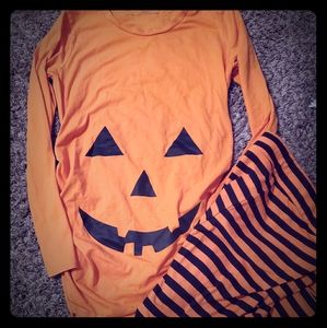 Maternity Halloween Pumpkin Leggings Top Costume M